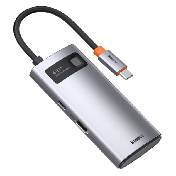 USB-Хаб Baseus Metal Gleam Series 4-in-1  Type-C (gray)